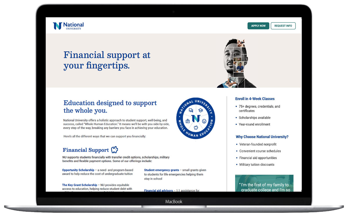 Website copywriting for National University