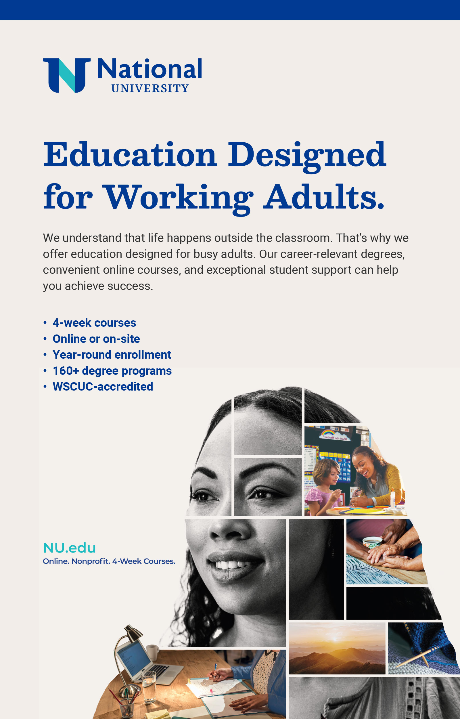 National University Table Top Banner copywriting