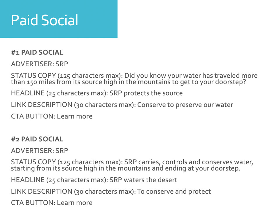 Paid social ad copywriting